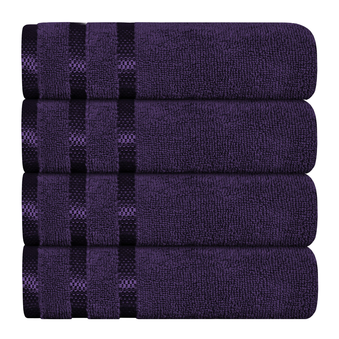 Belmont Viscose Stripe Purple Towels 100% Cotton Hotel Quality Super Absorbent 10 Piece Bale Set, 4 Hand Towel & 12 Face Cloths by OLIVIA ROCCO 4 PK HAND TOWEL / PURPLE Towels