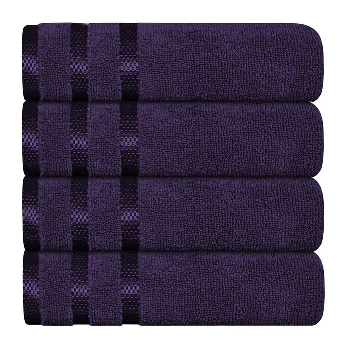 Belmont Viscose Stripe Purple Towels 100% Cotton Hotel Quality Super Absorbent 10 Piece Bale Set, 4 Hand Towel & 12 Face Cloths by OLIVIA ROCCO 4 PK HAND TOWEL / PURPLE Towels