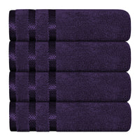 Belmont Viscose Stripe Purple Towels 100% Cotton Hotel Quality Super Absorbent 10 Piece Bale Set, 4 Hand Towel & 12 Face Cloths by OLIVIA ROCCO 4 PK HAND TOWEL / PURPLE Towels