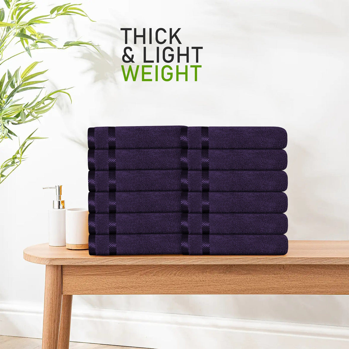 Belmont Viscose Stripe Purple Towels 100% Cotton Hotel Quality Super Absorbent 10 Piece Bale Set, 4 Hand Towel & 12 Face Cloths by OLIVIA ROCCO Towels