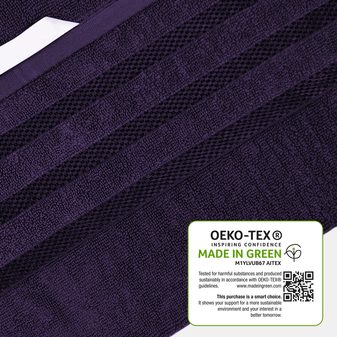 Belmont Viscose Stripe Purple Towels 100% Cotton Hotel Quality Super Absorbent 10 Piece Bale Set, 4 Hand Towel & 12 Face Cloths by OLIVIA ROCCO Towels
