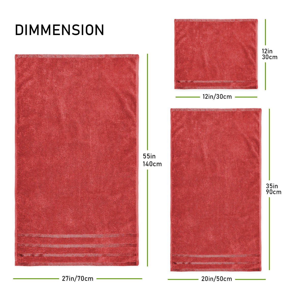 Belmont Viscose Stripe Red Towels 100% Cotton Hotel Quality Super Absorbent 10 Piece Bale Set, 4 Hand Towel & 12 Face Cloths by OLIVIA ROCCO Towels