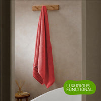 Belmont Viscose Stripe Red Towels 100% Cotton Hotel Quality Super Absorbent 10 Piece Bale Set, 4 Hand Towel & 12 Face Cloths by OLIVIA ROCCO Towels