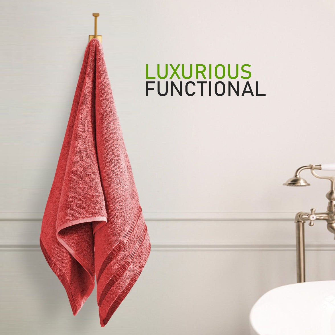 Belmont Viscose Stripe Red Towels 100% Cotton Hotel Quality Super Absorbent 10 Piece Bale Set, 4 Hand Towel & 12 Face Cloths by OLIVIA ROCCO Towels