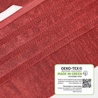 Belmont Viscose Stripe Red Towels 100% Cotton Hotel Quality Super Absorbent 10 Piece Bale Set, 4 Hand Towel & 12 Face Cloths by OLIVIA ROCCO Towels