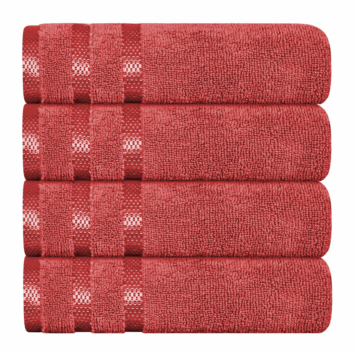 Belmont Viscose Stripe Red Towels 100% Cotton Hotel Quality Super Absorbent 10 Piece Bale Set, 4 Hand Towel & 12 Face Cloths by OLIVIA ROCCO 4 PK HAND TOWEL / RED Towels