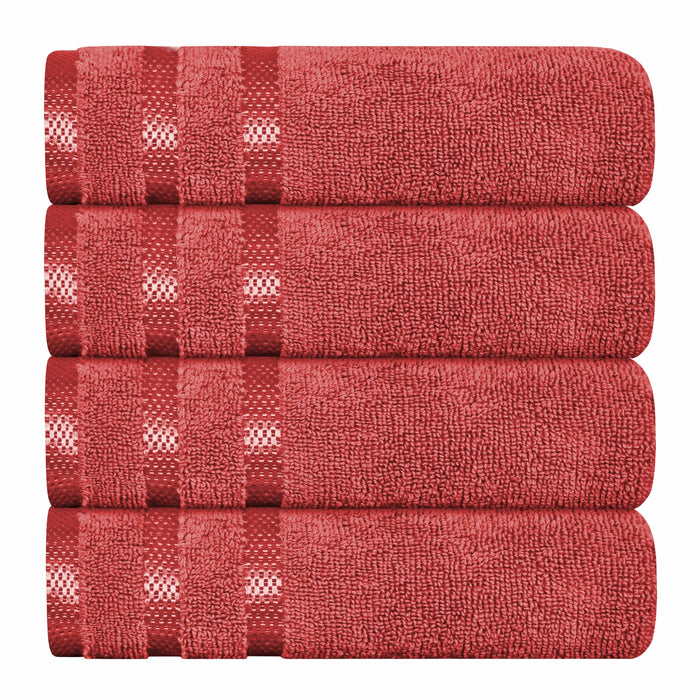 Belmont Viscose Stripe Red Towels 100% Cotton Hotel Quality Super Absorbent 10 Piece Bale Set, 4 Hand Towel & 12 Face Cloths by OLIVIA ROCCO 4 PK HAND TOWEL / RED Towels
