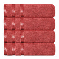 Belmont Viscose Stripe Red Towels 100% Cotton Hotel Quality Super Absorbent 10 Piece Bale Set, 4 Hand Towel & 12 Face Cloths by OLIVIA ROCCO 4 PK HAND TOWEL / RED Towels