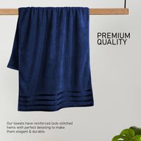 Belmont Viscose Stripe Royal Blue Towels 100% Cotton Hotel Quality Super Absorbent 10 Piece Bale Set, 4 Hand Towel & 12 Face Cloths by OLIVIA ROCCO Towels