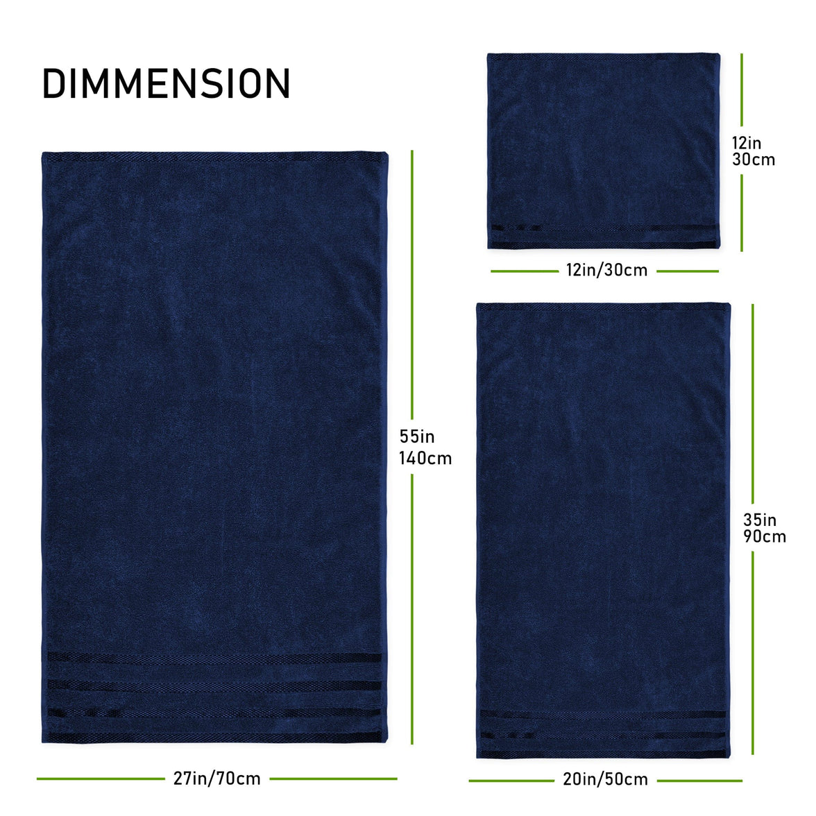 Belmont Viscose Stripe Royal Blue Towels 100% Cotton Hotel Quality Super Absorbent 10 Piece Bale Set, 4 Hand Towel & 12 Face Cloths by OLIVIA ROCCO Towels
