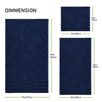 Belmont Viscose Stripe Royal Blue Towels 100% Cotton Hotel Quality Super Absorbent 10 Piece Bale Set, 4 Hand Towel & 12 Face Cloths by OLIVIA ROCCO Towels