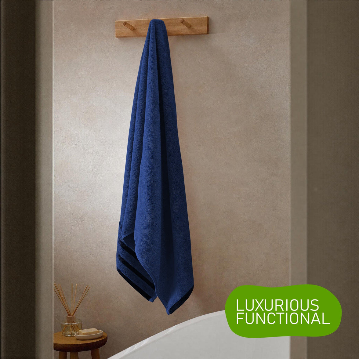 Belmont Viscose Stripe Royal Blue Towels 100% Cotton Hotel Quality Super Absorbent 10 Piece Bale Set, 4 Hand Towel & 12 Face Cloths by OLIVIA ROCCO Towels