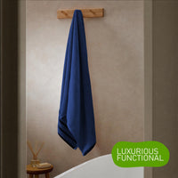Belmont Viscose Stripe Royal Blue Towels 100% Cotton Hotel Quality Super Absorbent 10 Piece Bale Set, 4 Hand Towel & 12 Face Cloths by OLIVIA ROCCO Towels
