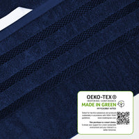 Belmont Viscose Stripe Royal Blue Towels 100% Cotton Hotel Quality Super Absorbent 10 Piece Bale Set, 4 Hand Towel & 12 Face Cloths by OLIVIA ROCCO Towels