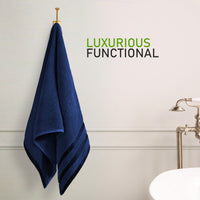 Belmont Viscose Stripe Royal Blue Towels 100% Cotton Hotel Quality Super Absorbent 10 Piece Bale Set, 4 Hand Towel & 12 Face Cloths by OLIVIA ROCCO Towels