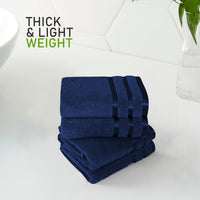 Belmont Viscose Stripe Royal Blue Towels 100% Cotton Hotel Quality Super Absorbent 10 Piece Bale Set, 4 Hand Towel & 12 Face Cloths by OLIVIA ROCCO Towels