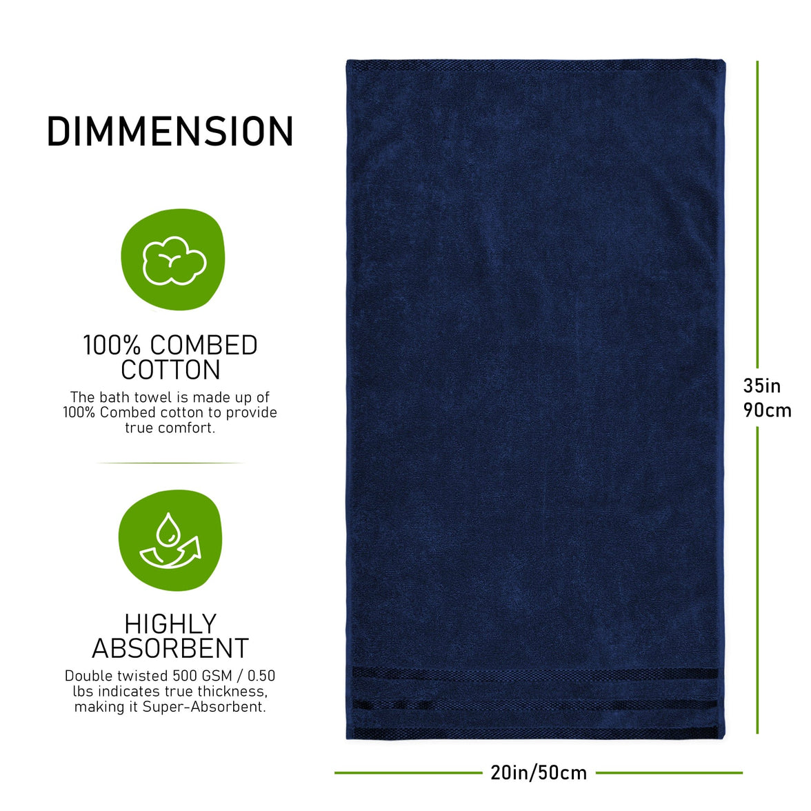 Belmont Viscose Stripe Royal Blue Towels 100% Cotton Hotel Quality Super Absorbent 10 Piece Bale Set, 4 Hand Towel & 12 Face Cloths by OLIVIA ROCCO Towels