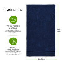 Belmont Viscose Stripe Royal Blue Towels 100% Cotton Hotel Quality Super Absorbent 10 Piece Bale Set, 4 Hand Towel & 12 Face Cloths by OLIVIA ROCCO Towels