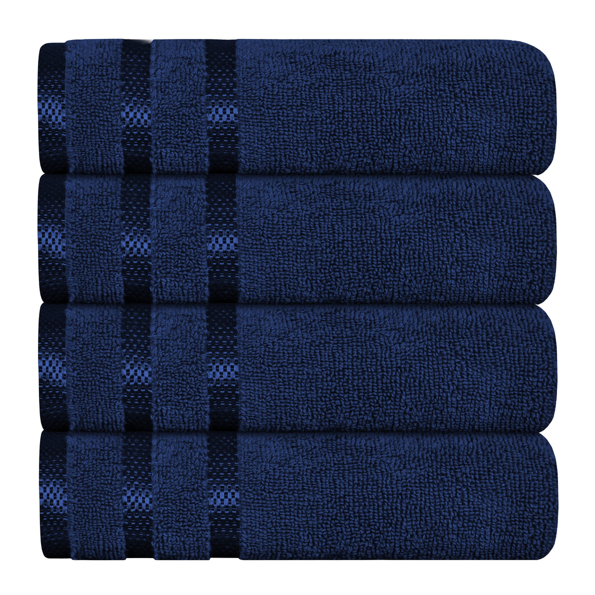 Belmont Viscose Stripe Royal Blue Towels 100% Cotton Hotel Quality Super Absorbent 10 Piece Bale Set, 4 Hand Towel & 12 Face Cloths by OLIVIA ROCCO 4 PK HAND TOWEL / ROYAL BLUE Towels