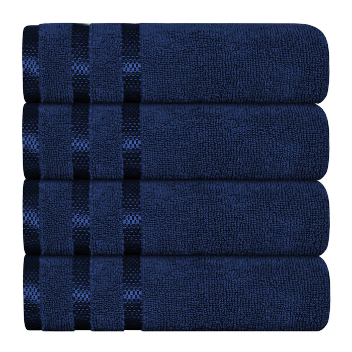 Belmont Viscose Stripe Royal Blue Towels 100% Cotton Hotel Quality Super Absorbent 10 Piece Bale Set, 4 Hand Towel & 12 Face Cloths by OLIVIA ROCCO 4 PK HAND TOWEL / ROYAL BLUE Towels