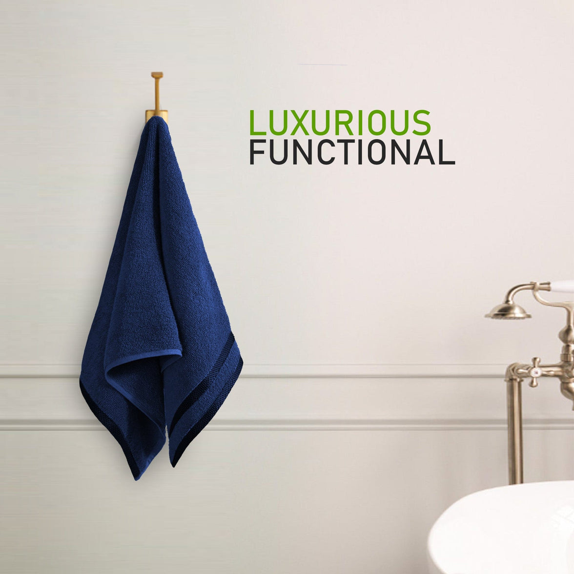 Belmont Viscose Stripe Royal Blue Towels 100% Cotton Hotel Quality Super Absorbent 10 Piece Bale Set, 4 Hand Towel & 12 Face Cloths by OLIVIA ROCCO Towels