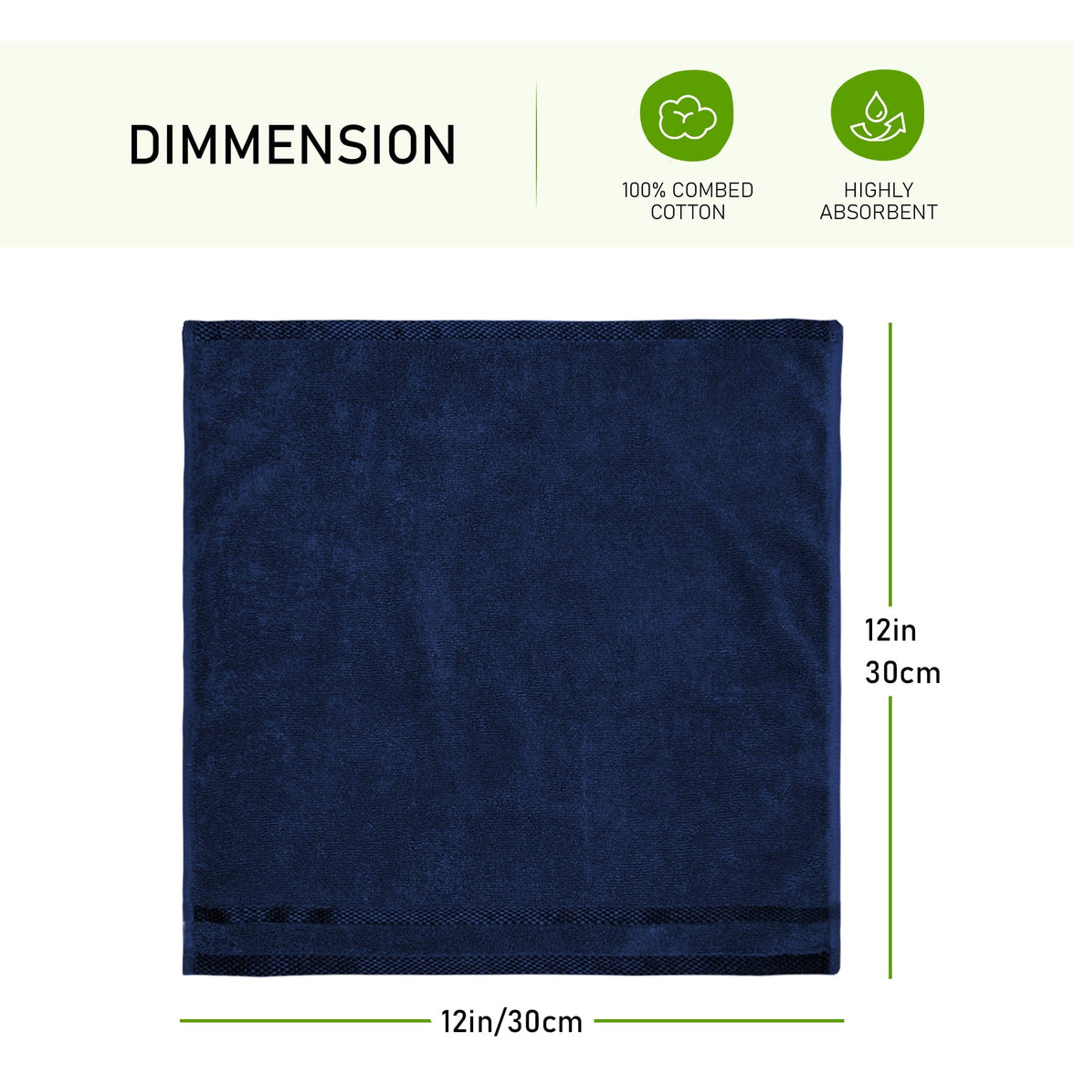 Belmont Viscose Stripe Royal Blue Towels 100% Cotton Hotel Quality Super Absorbent 10 Piece Bale Set, 4 Hand Towel & 12 Face Cloths by OLIVIA ROCCO Towels
