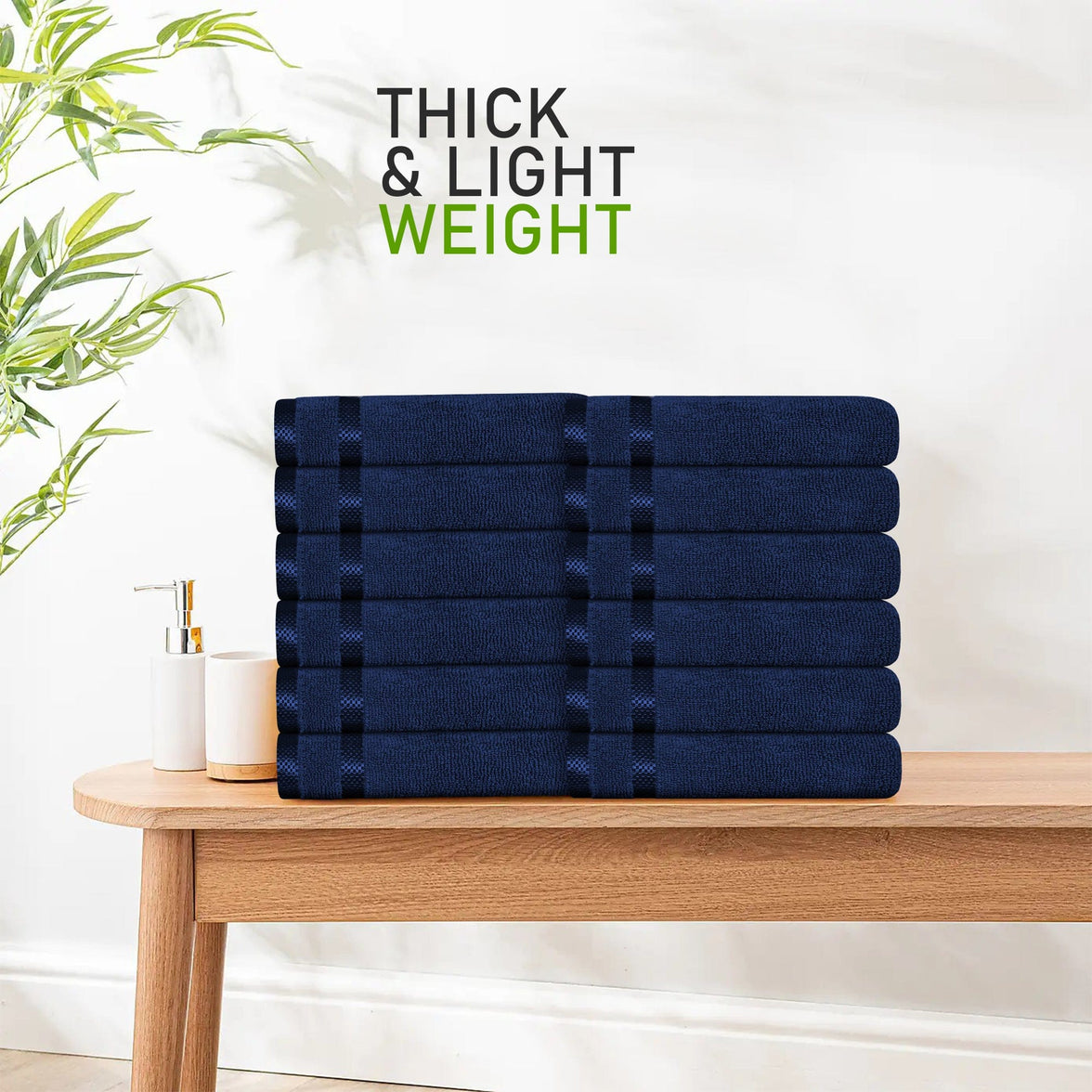 Belmont Viscose Stripe Royal Blue Towels 100% Cotton Hotel Quality Super Absorbent 10 Piece Bale Set, 4 Hand Towel & 12 Face Cloths by OLIVIA ROCCO Towels