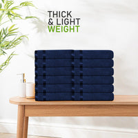 Belmont Viscose Stripe Royal Blue Towels 100% Cotton Hotel Quality Super Absorbent 10 Piece Bale Set, 4 Hand Towel & 12 Face Cloths by OLIVIA ROCCO Towels