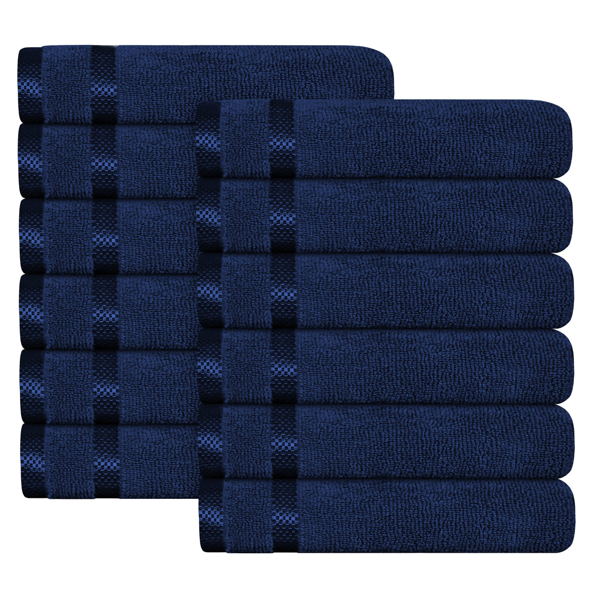 Belmont Viscose Stripe Royal Blue Towels 100% Cotton Hotel Quality Super Absorbent 10 Piece Bale Set, 4 Hand Towel & 12 Face Cloths by OLIVIA ROCCO 12 PK FACE CLOTHS / ROYAL BLUE Towels