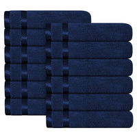 Belmont Viscose Stripe Royal Blue Towels 100% Cotton Hotel Quality Super Absorbent 10 Piece Bale Set, 4 Hand Towel & 12 Face Cloths by OLIVIA ROCCO 12 PK FACE CLOTHS / ROYAL BLUE Towels