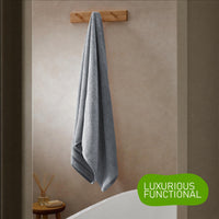 Belmont Viscose Stripe Silver Towels 100% Cotton Hotel Quality Super Absorbent 10 Piece Bale Set, 4 Hand Towel & 12 Face Cloths by OLIVIA ROCCO Towels