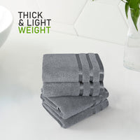 Belmont Viscose Stripe Silver Towels 100% Cotton Hotel Quality Super Absorbent 10 Piece Bale Set, 4 Hand Towel & 12 Face Cloths by OLIVIA ROCCO Towels