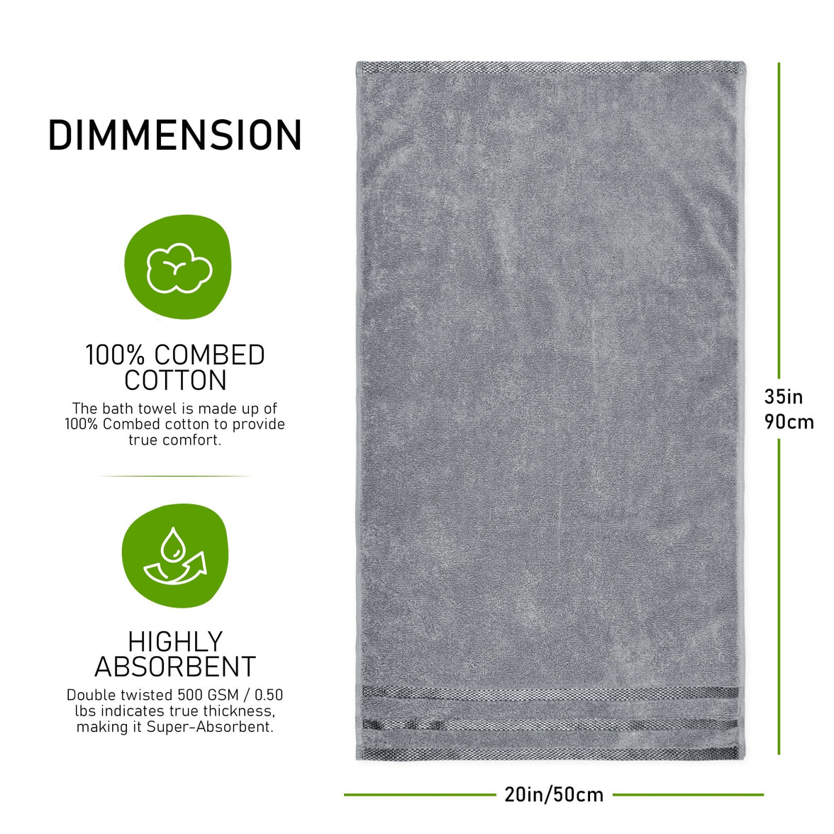 Belmont Viscose Stripe Silver Towels 100% Cotton Hotel Quality Super Absorbent 10 Piece Bale Set, 4 Hand Towel & 12 Face Cloths by OLIVIA ROCCO Towels