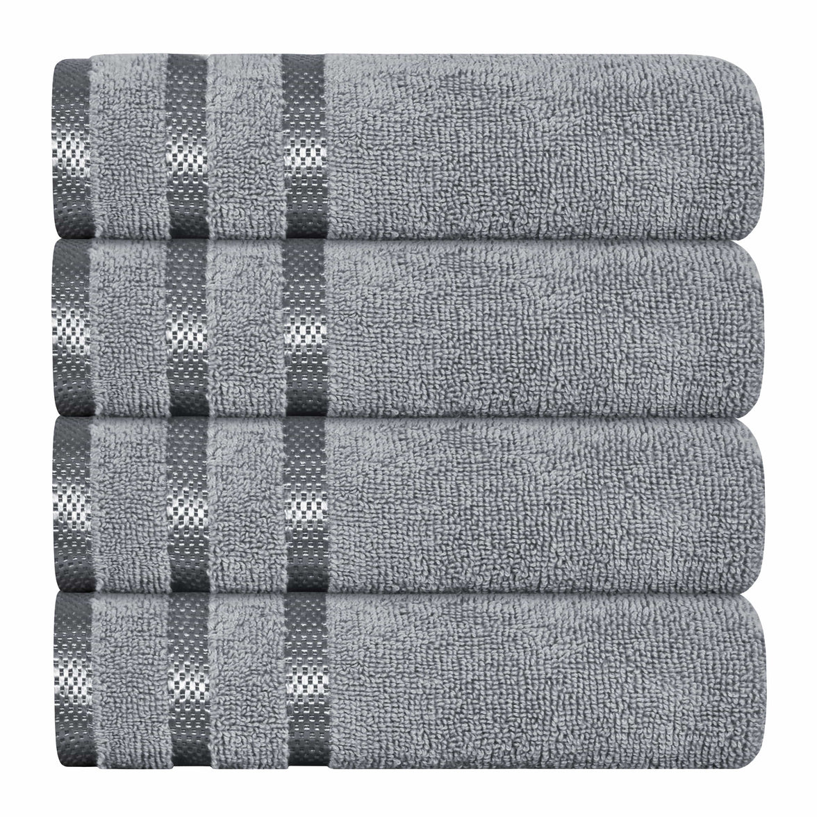 Belmont Viscose Stripe Silver Towels 100% Cotton Hotel Quality Super Absorbent 10 Piece Bale Set, 4 Hand Towel & 12 Face Cloths by OLIVIA ROCCO 4 PK HAND TOWEL / SILVER Towels