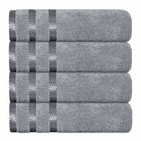 Belmont Viscose Stripe Silver Towels 100% Cotton Hotel Quality Super Absorbent 10 Piece Bale Set, 4 Hand Towel & 12 Face Cloths by OLIVIA ROCCO 4 PK HAND TOWEL / SILVER Towels