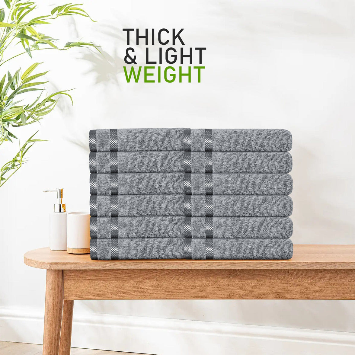 Belmont Viscose Stripe Silver Towels 100% Cotton Hotel Quality Super Absorbent 10 Piece Bale Set, 4 Hand Towel & 12 Face Cloths by OLIVIA ROCCO Towels