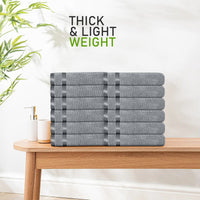 Belmont Viscose Stripe Silver Towels 100% Cotton Hotel Quality Super Absorbent 10 Piece Bale Set, 4 Hand Towel & 12 Face Cloths by OLIVIA ROCCO Towels