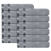 Belmont Viscose Stripe Silver Towels 100% Cotton Hotel Quality Super Absorbent 10 Piece Bale Set, 4 Hand Towel & 12 Face Cloths by OLIVIA ROCCO 12 PK FACE CLOTHS / SILVER Towels