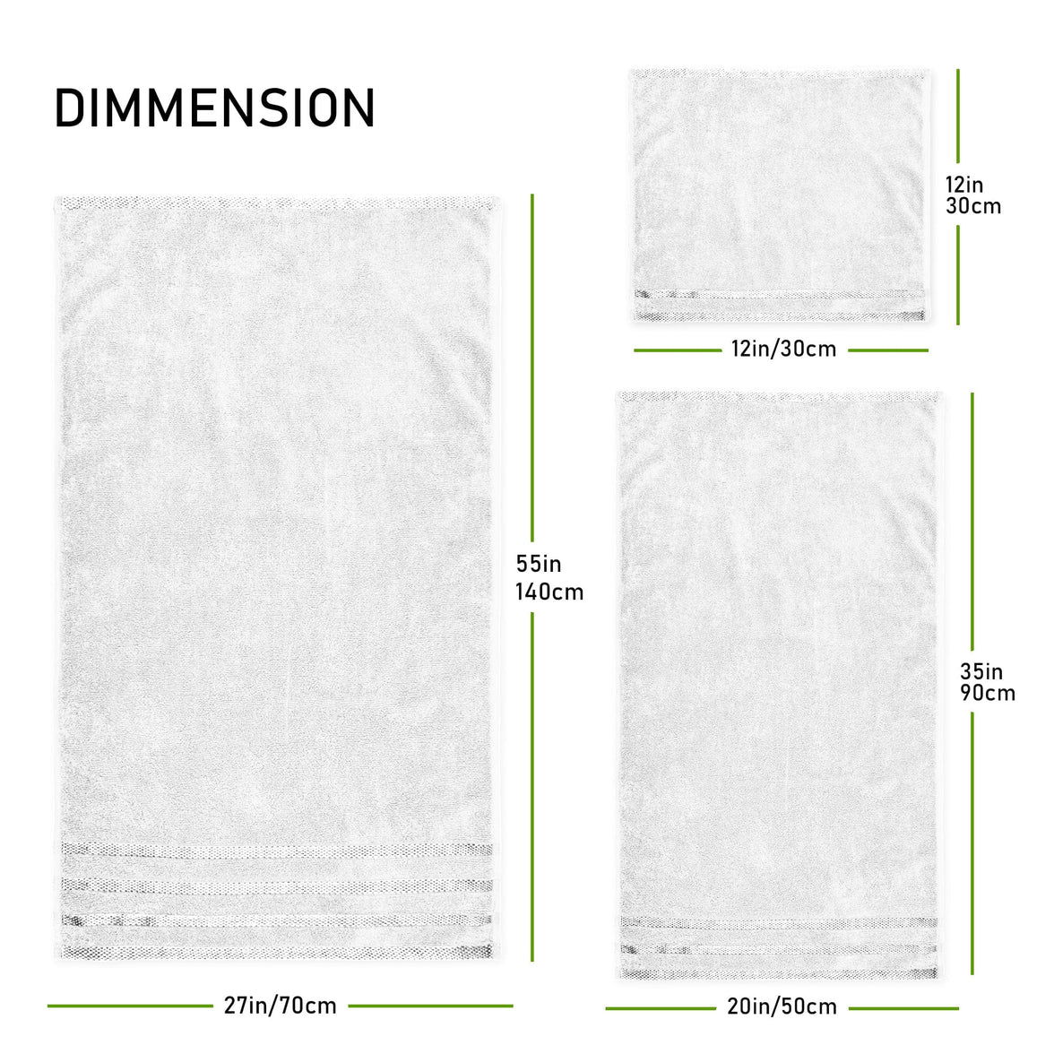Belmont Viscose Stripe White Towels 100% Cotton Hotel Quality Super Absorbent 10 Piece Bale Set, 4 Hand Towel & 12 Face Cloths by OLIVIA ROCCO Towels