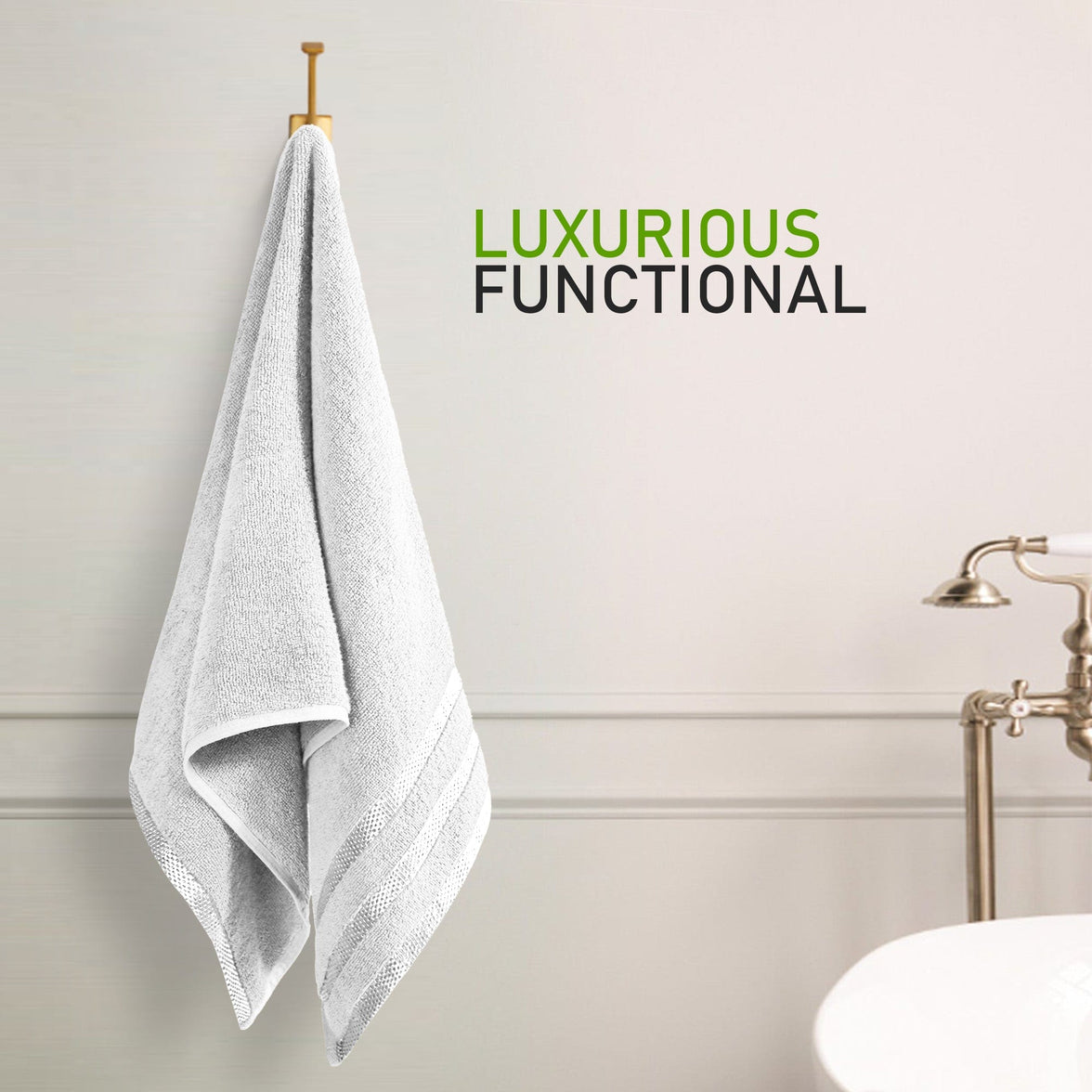 Belmont Viscose Stripe White Towels 100% Cotton Hotel Quality Super Absorbent 10 Piece Bale Set, 4 Hand Towel & 12 Face Cloths by OLIVIA ROCCO Towels