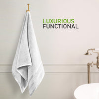 Belmont Viscose Stripe White Towels 100% Cotton Hotel Quality Super Absorbent 10 Piece Bale Set, 4 Hand Towel & 12 Face Cloths by OLIVIA ROCCO Towels