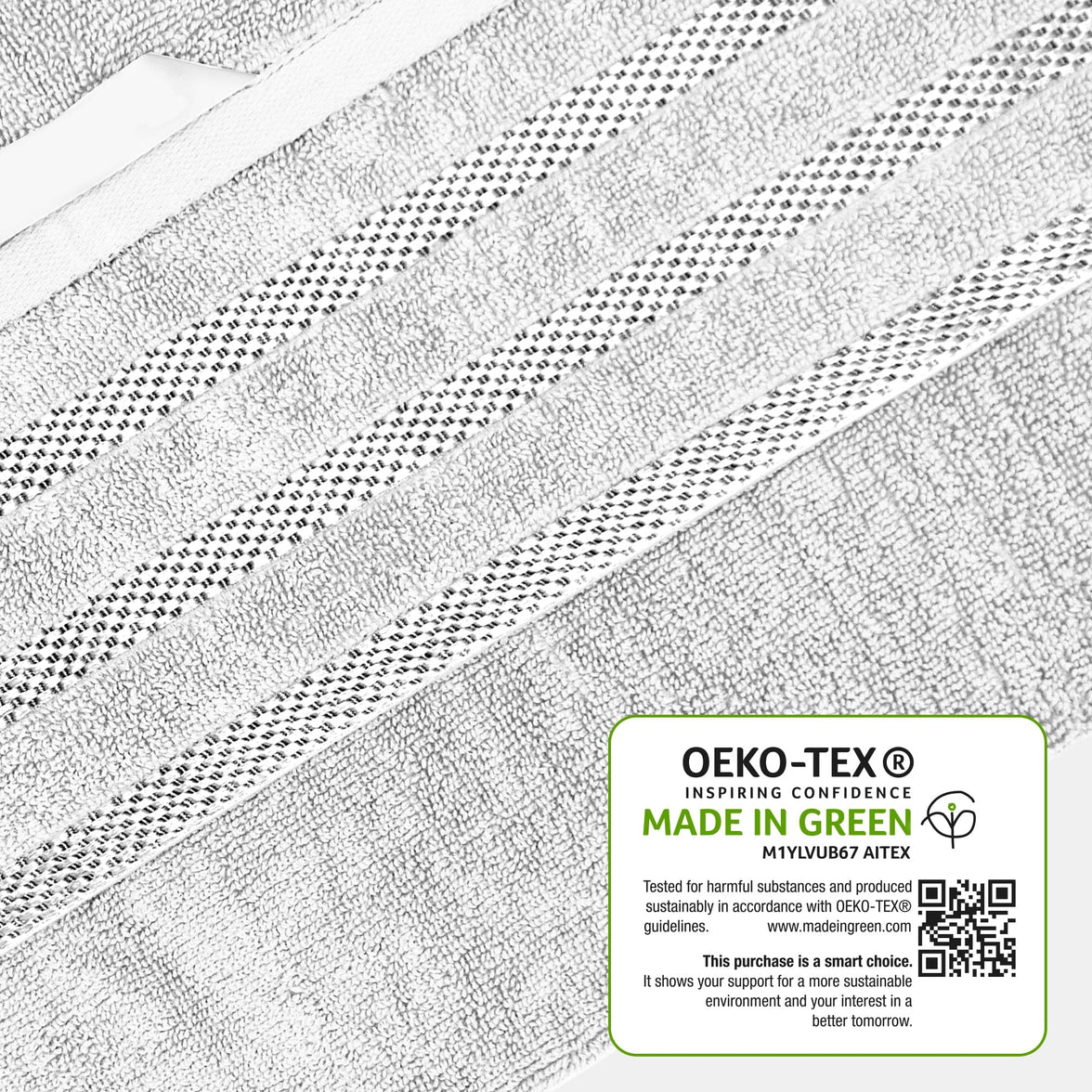 Belmont Viscose Stripe White Towels 100% Cotton Hotel Quality Super Absorbent 10 Piece Bale Set, 4 Hand Towel & 12 Face Cloths by OLIVIA ROCCO Towels