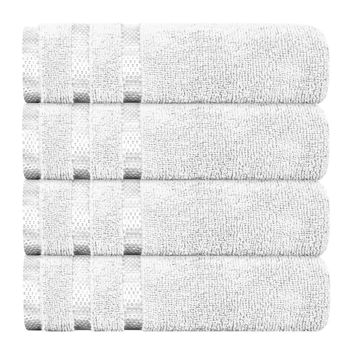 Belmont Viscose Stripe White Towels 100% Cotton Hotel Quality Super Absorbent 10 Piece Bale Set, 4 Hand Towel & 12 Face Cloths by OLIVIA ROCCO 4 PK HAND TOWEL / WHITE Towels