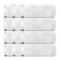 Belmont Viscose Stripe White Towels 100% Cotton Hotel Quality Super Absorbent 10 Piece Bale Set, 4 Hand Towel & 12 Face Cloths by OLIVIA ROCCO 4 PK HAND TOWEL / WHITE Towels