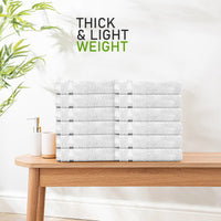 Belmont Viscose Stripe White Towels 100% Cotton Hotel Quality Super Absorbent 10 Piece Bale Set, 4 Hand Towel & 12 Face Cloths by OLIVIA ROCCO Towels