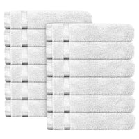 Belmont Viscose Stripe White Towels 100% Cotton Hotel Quality Super Absorbent 10 Piece Bale Set, 4 Hand Towel & 12 Face Cloths by OLIVIA ROCCO 12 PK FACE CLOTHS / WHITE Towels