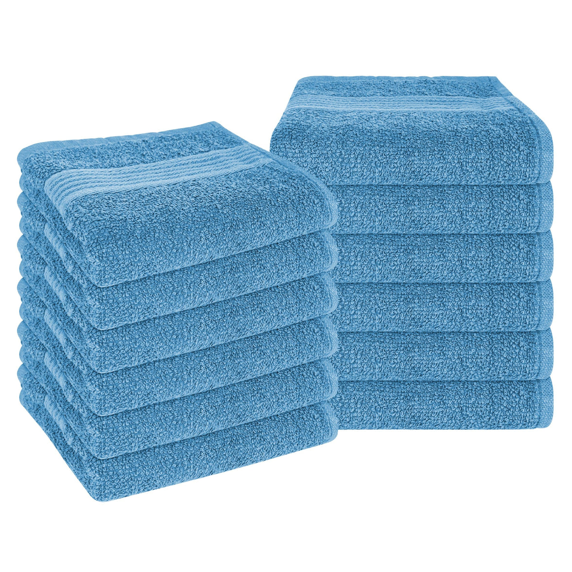 Rhodes Towel Aqua 100% Cotton Hotel Quality Soft Super Absorbent Hand Bath Towels, Sheets & Face Cloths by OLIVIA ROCCO 12 PACK FACE CLOTHS / AQUA Towels