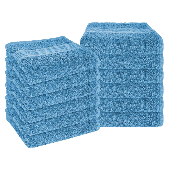 Rhodes Towel Aqua 100% Cotton Hotel Quality Soft Super Absorbent Hand Bath Towels, Sheets & Face Cloths by OLIVIA ROCCO 12 PACK FACE CLOTHS / AQUA Towels