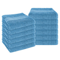 Rhodes Towel Aqua 100% Cotton Hotel Quality Soft Super Absorbent Hand Bath Towels, Sheets & Face Cloths by OLIVIA ROCCO 12 PACK FACE CLOTHS / AQUA Towels