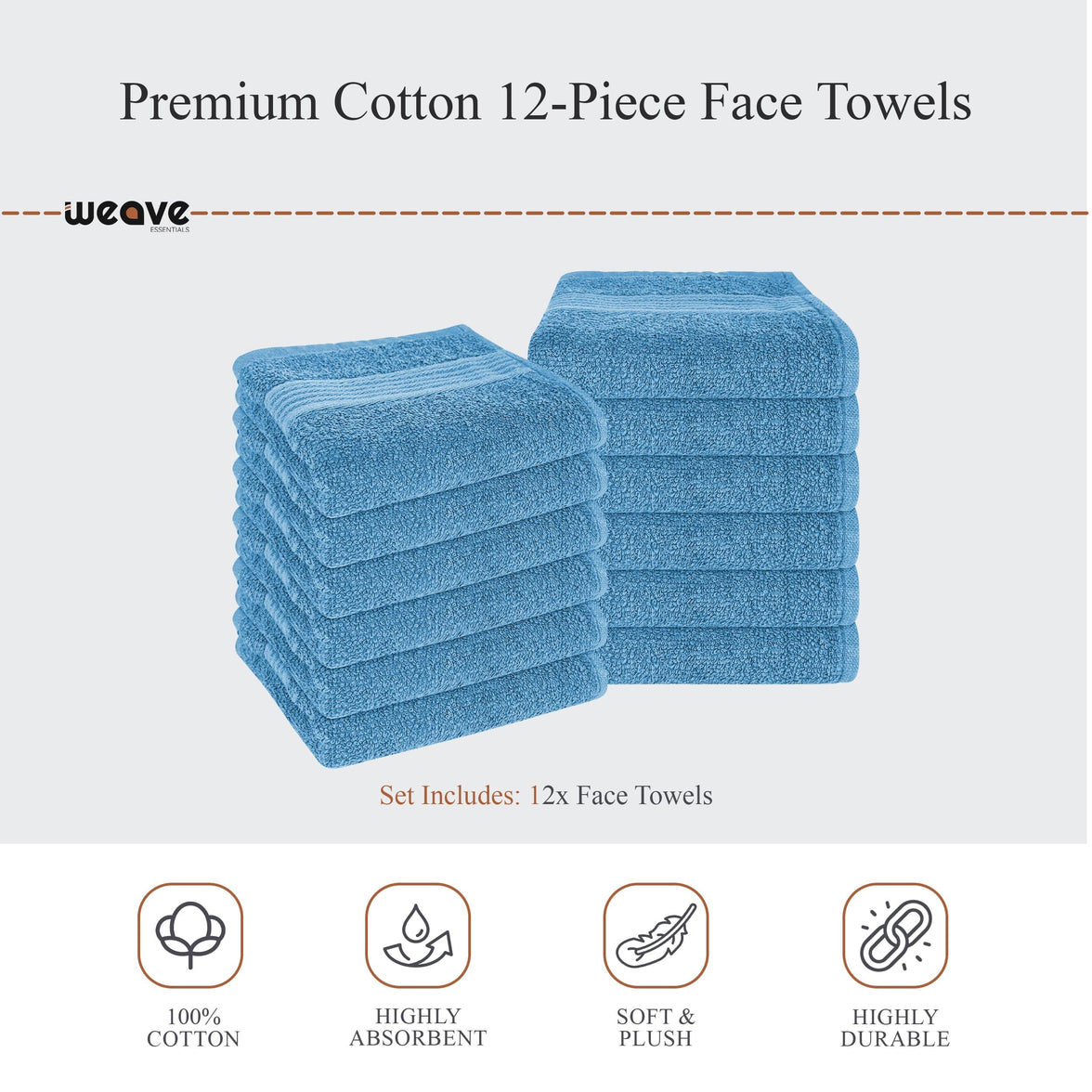 Rhodes Towel Aqua 100% Cotton Hotel Quality Soft Super Absorbent Hand Bath Towels, Sheets & Face Cloths by OLIVIA ROCCO Towels